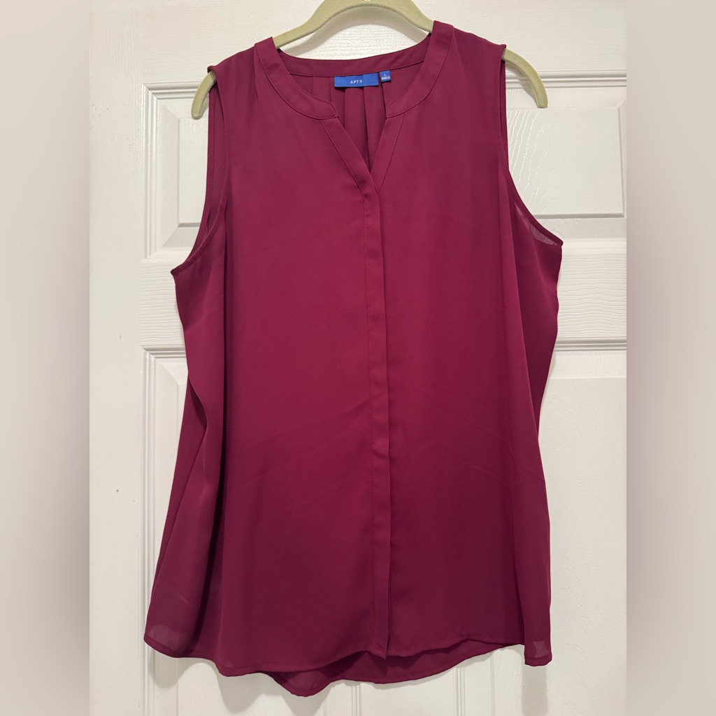 Apt. 9 Red Sleeveless Mandarin Collar Blouse
